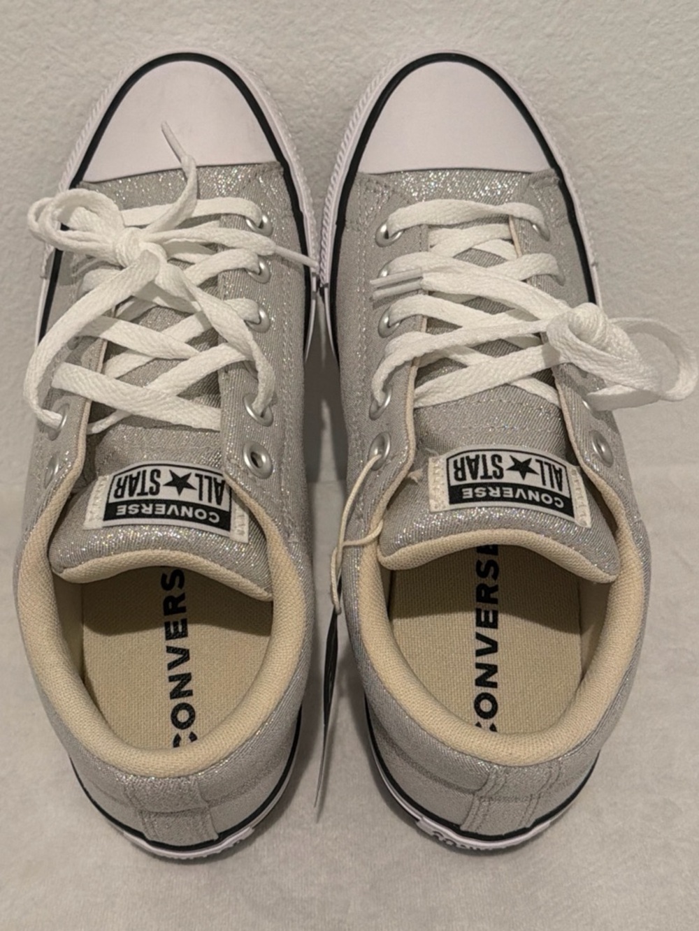 Converse Men’s Silver Glitter Low Top Sneakers - Picture 3 of 4